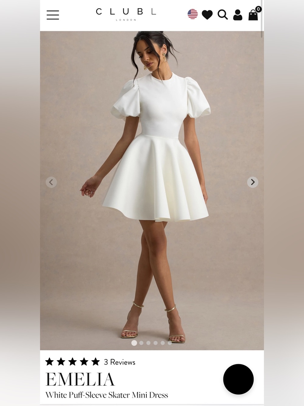 Club L London White Puff-Sleeve Skater Mini Dress